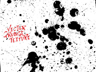 Handdrawn grunge texture. Abstract ink drops background. Black and white grunge illustration. Vector watercolor artwork pattern.