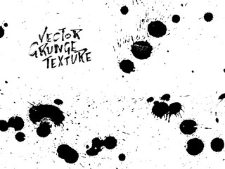 Handdrawn grunge texture. Abstract ink drops background. Black and white grunge illustration. Vector watercolor artwork pattern.