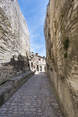 Street of the Village Les Baux-de-Provence. Bouches du Rhone, Provence, France, Europe.