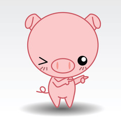 Pig Cartoon character on white background.