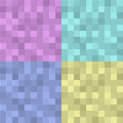 Bathroom ceramic or kitchen square wall tile, vector seamless pattern set illustration. Futuristic laconic scandinavian design, clean interior basis of different lighter or darker color shades.