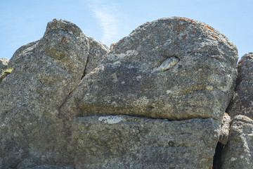 Stones in Bucegi National Park, Carpathian Mountains, Romania, sunny summer day, clear blue sky