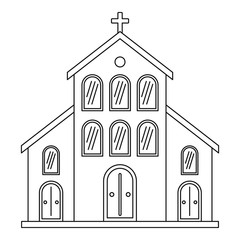 Catholic church icon. Outline illustration of catholic church vector icon for web design isolated on white background