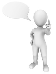 3d white man shaking finger with chat bubble above his head.