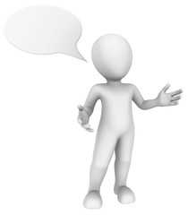 3d man with message bubble above his head.