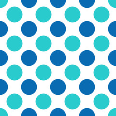 Flat dotted seamless vector pattern in blue and turquoise colors