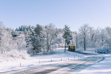 Winter road in Sweden.