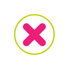 Fototapeta premium Red delete button in white circle with red outline. Warning error icon. Flat vector icon isolated on white.