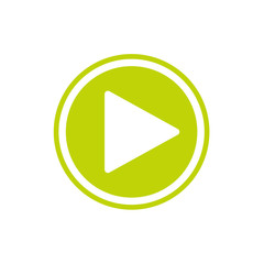 Play icon in green circle. Film or Media icon flat. button. Green pictogram isolated on white background.