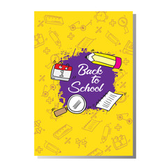 Background back to school cards with doodle elements