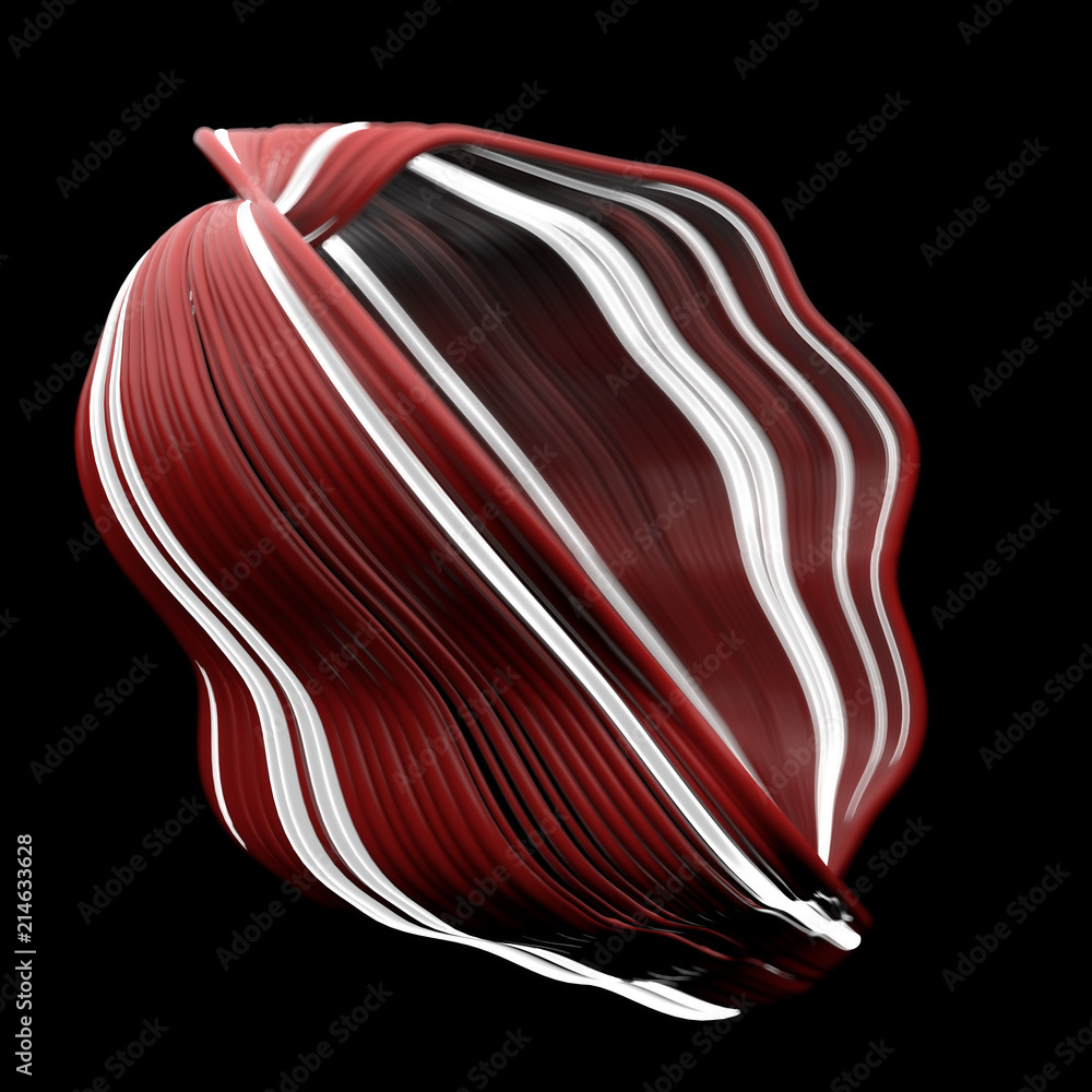 Poster 3d render abstract background with twisted and deformed wavy lines. depth of field effect.