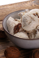 homemade oatmeal and walnut ice cream. style vintage.