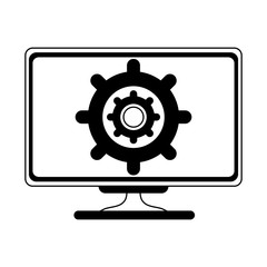 Gear on computer screen vector illustration graphic design