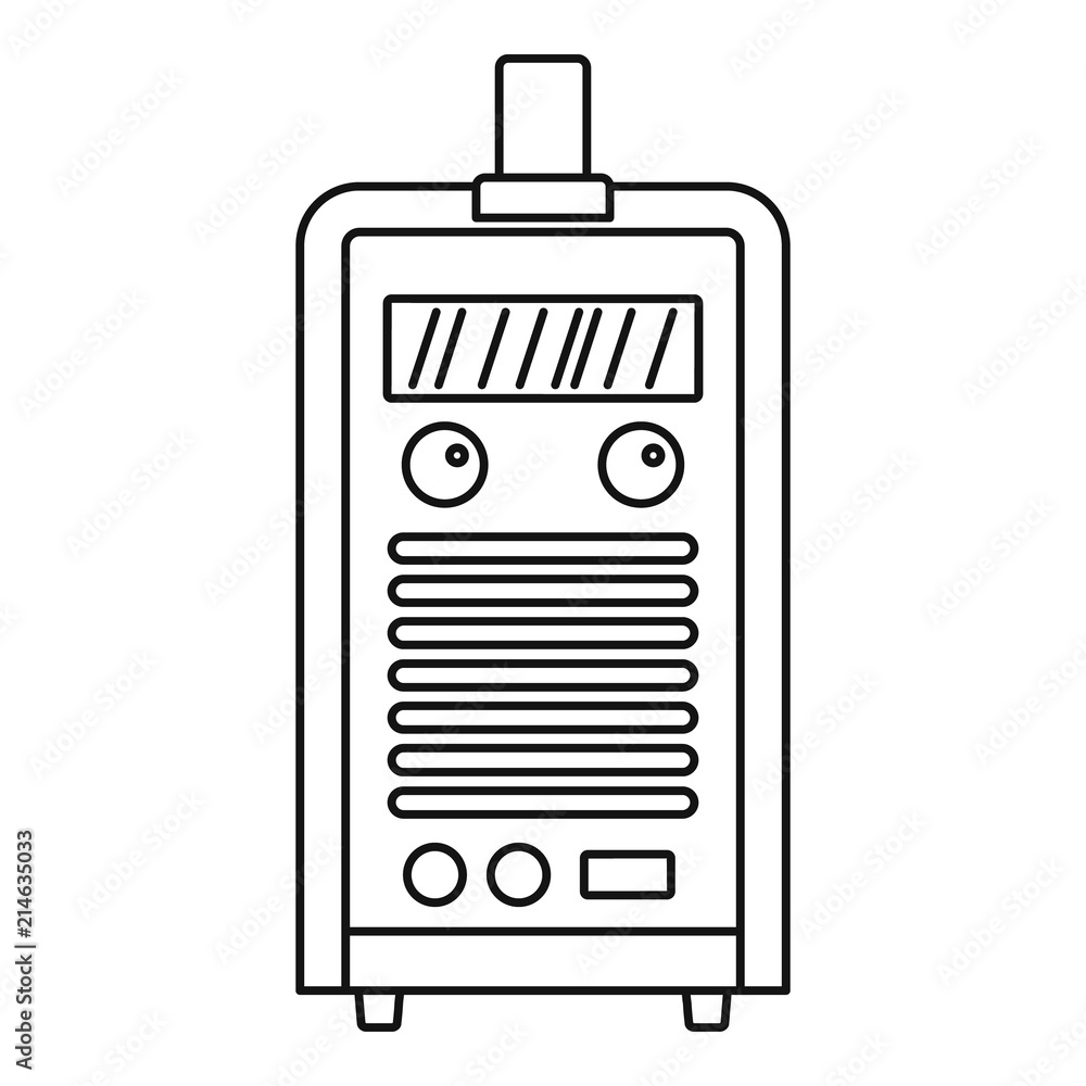 Poster welding device icon. outline illustration of welding device vector icon for web design isolated on w