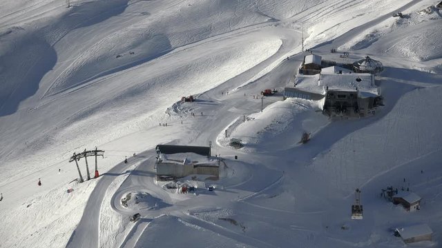 Ski resort Zugspitze as seen from the summit of mount Zugspitze.