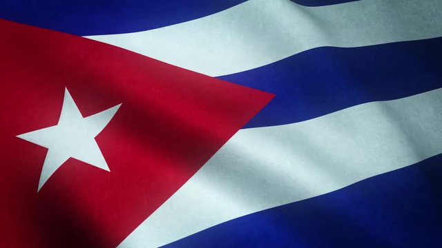 Realistic flag of Cuba waving with highly detailed fabric texture.