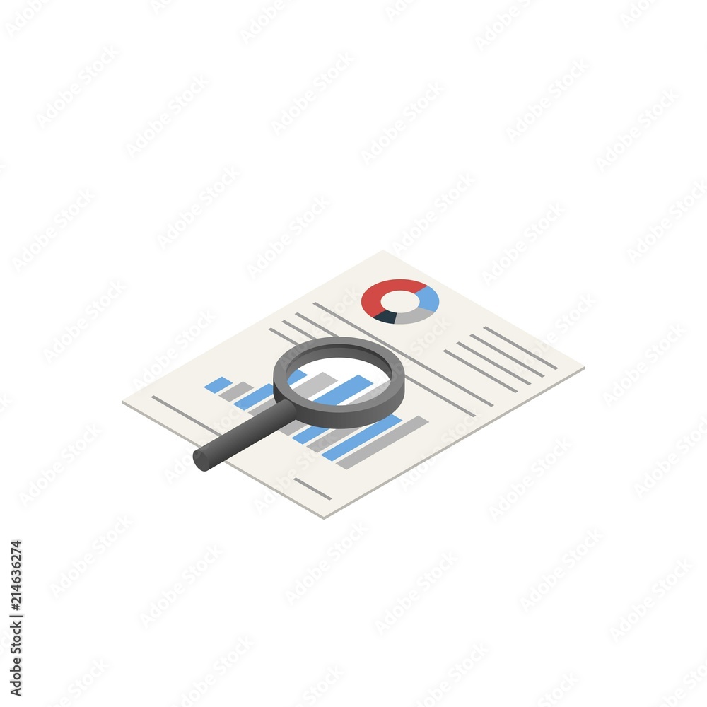Poster diagram search icon. isometric of diagram search vector icon for web design isolated on white backgr