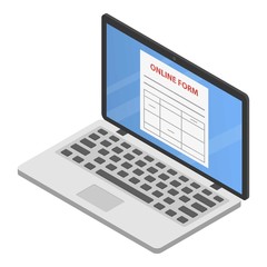 Online form icon. Isometric of online form vector icon for web design isolated on white background