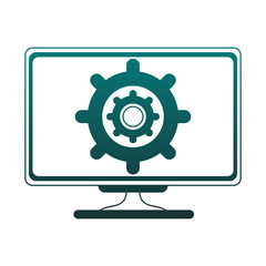 Gear on computer screen vector illustration graphic design