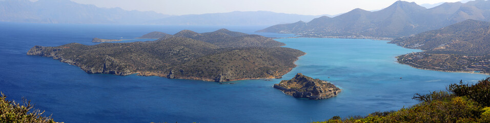 Fototapeta premium Bucht der Halbinsel Spinalonga, Insel Kreta, Griechenland, Europa, Panorama