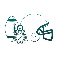 Football helmet with ball and timer vector illustration graphic design