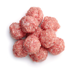 Top view of raw meat balls