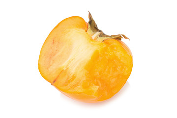 persimmon bite ripe fresh isolated on white background