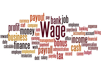 Wage bonus word cloud concept