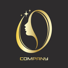 Beautiful girl and beauty salon logo