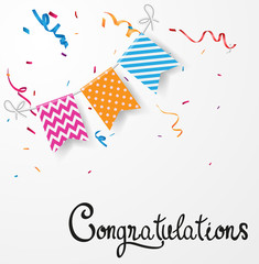Obraz premium Congratulations design with ribbon and confetti