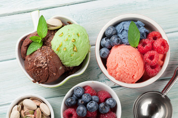 Ice cream with nuts and berries