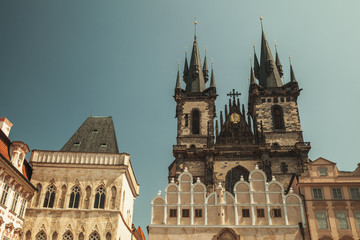 Fototapeta premium Church of Mother of God before Tyn, retro