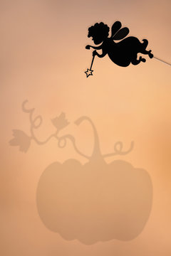 Fairy Godmother shadow puppet, copy space