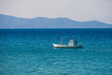 Fishing boat sailing in the sea