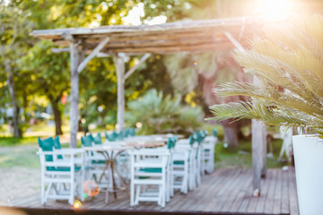 Outdoor cafe at tropical island