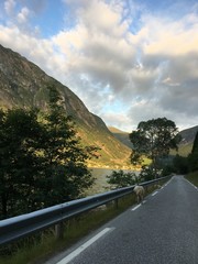 Narrow road near Geiranger village in Norway