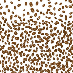 Vector background with falling grains of coffee