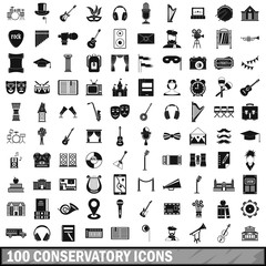 100 conservatory icons set in simple style for any design vector illustration - obrazy, fototapety, plakaty