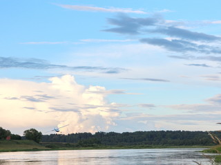 fishing in the river on a summer day