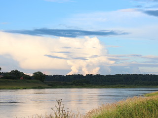fishing in the river on a summer day