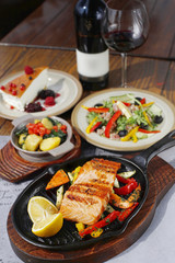 Grilled white fish lunch with vegetables