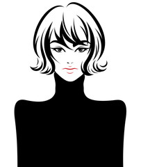 women short hair style icon, logo women on white background