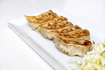 asian dumplings gyoza potstickers fried, dumplings snack , with soy sauce