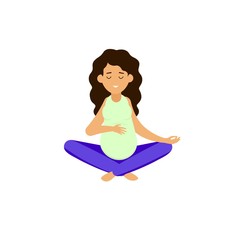 Pregnant woman. A pregnant woman meditates.