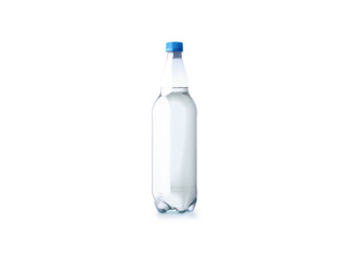 Plastic water bottle isolated on white background.