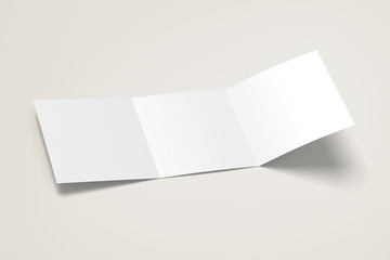 Tri-fold brochure mock-up. Blank brochure white template paper on background. Three fold paper brochure for your design.