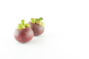 mangosteen on white background, queen of fruit