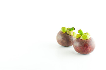 mangosteen on white background, queen of fruit