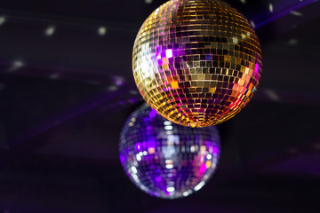 Disco balls on the ceiling.