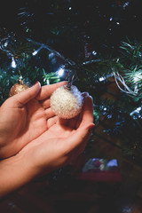 Beautiful Christmas tree with balls and lights